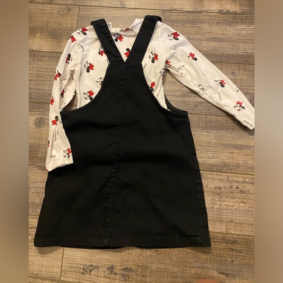 H&M Disney 2-piece Minnie Mouse black denim Jumper and Long sleeve set - Picture 3 of 5